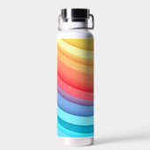 Moderne Abstracte regenbooggolven met je Logo Waterfles (Achterkant)