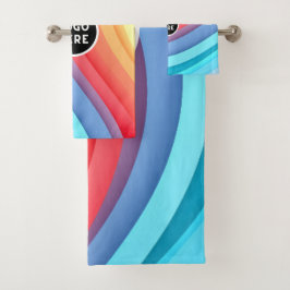 Moderne Abstracte Regenbooggolven met uw Logo  Bad Handdoek
