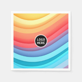Moderne Abstracte Regenbooggolven met uw Logo  Servet