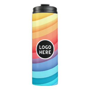 Moderne Abstracte Regenbooggolven met uw Logo  Thermosbeker