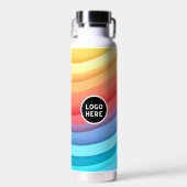 Moderne Abstracte Regenbooggolven met uw Logo Waterfles (Voorkant)