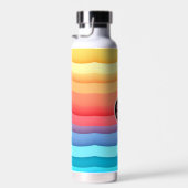 Moderne Abstracte Regenbooggolven met uw Logo Waterfles (Rechts)