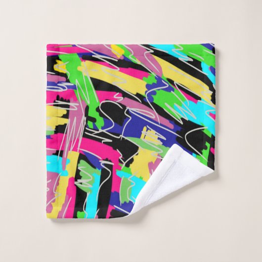 Moderne Abstracte regenboogkleuren Bad Handdoek (Wasdoekje)