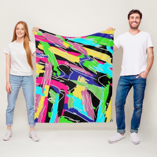 Moderne Abstracte regenboogkleuren Fleece Deken (In situ)