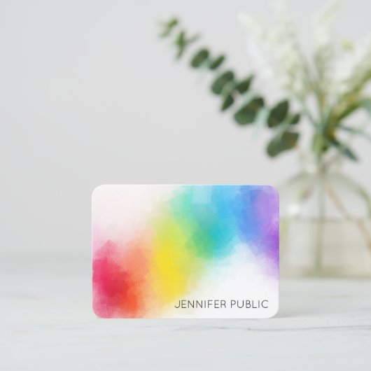 Moderne Abstracte regenboogkleuren Sjabloon elegan Visitekaartje (Staand voorkant)