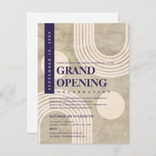 Moderne Abstracte regenboogmarine Blauwe Grote Ope Uitnodiging Briefkaart (Voorkant / Achterkant)