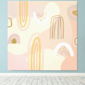Moderne Abstracte regenboogschaafpatronen beige Pi Canvas Afdruk (Insitu (Houten vloer))