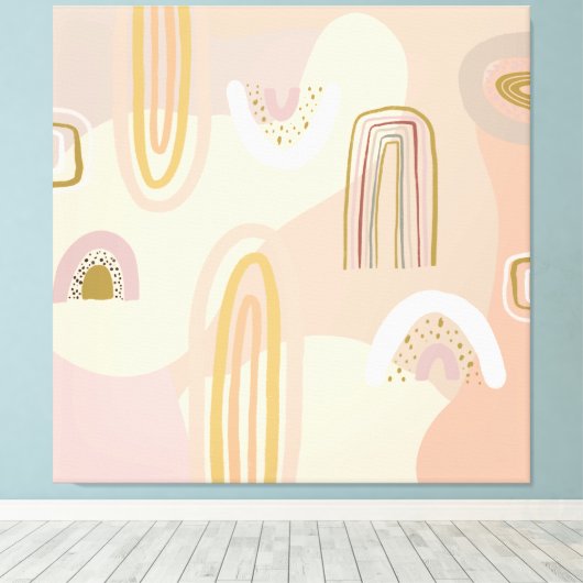 Moderne Abstracte regenboogschaafpatronen beige Pi Canvas Afdruk (Insitu (Houten vloer))