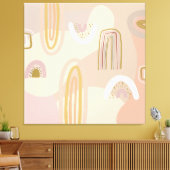 Moderne Abstracte regenboogschaafpatronen beige Pi Canvas Afdruk (Insitu (Woonkamer))