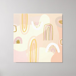 Moderne Abstracte regenboogschaafpatronen beige Pi Canvas Afdruk