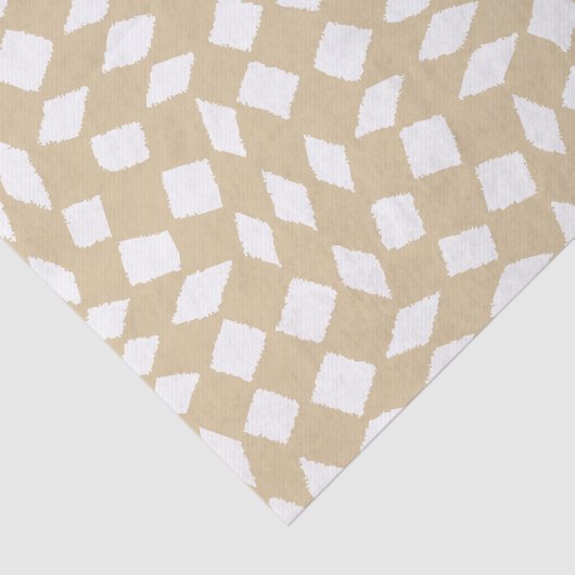 Moderne Abstracte Retro Beige Checker Pattern Tissuepapier (Detail)