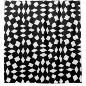 Moderne Abstracte Retro Black White Checker Patter Douchegordijn (Voorkant)