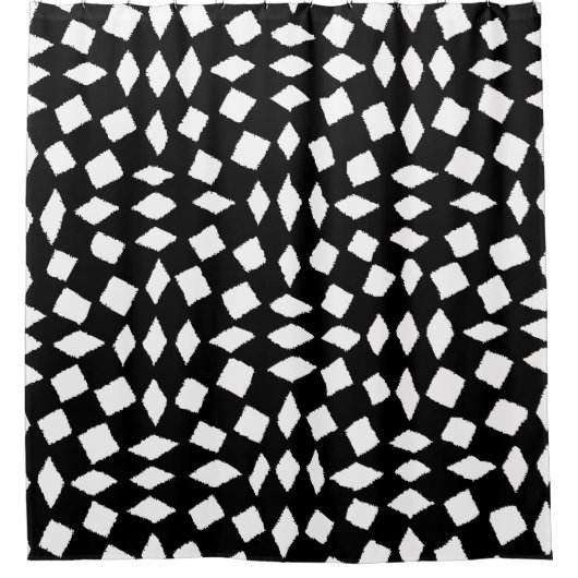 Moderne Abstracte Retro Black White Checker Patter Douchegordijn (Voorkant)