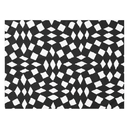 Moderne Abstracte Retro Black White Checker Patter Tafelkleed (Voorkant (Horizontaal))