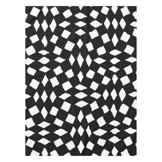 Moderne Abstracte Retro Black White Checker Patter Tafelkleed (Voorkant)