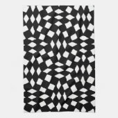 Moderne Abstracte Retro Black White Checker Patter Theedoek (Verticaal)