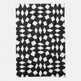 Moderne Abstracte Retro Black White Checker Patter Theedoek