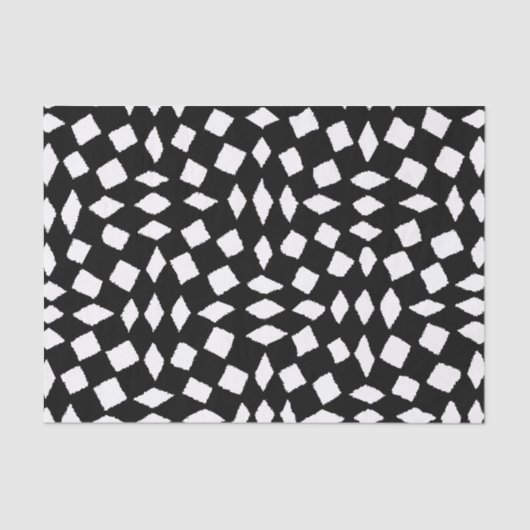 Moderne Abstracte Retro Black White Checker Patter Tissuepapier (Voorkant)
