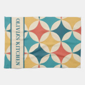 Moderne Abstracte Retro Kleurrijke Trendy Theedoek (Horizontaal)
