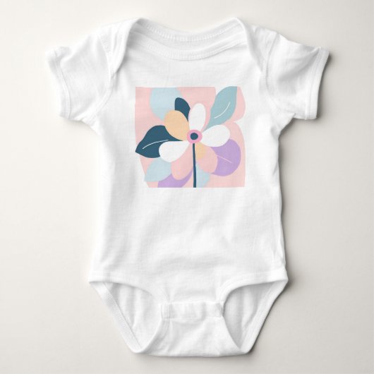 Moderne Abstracte Retro Pastel Bloem Romper (Voorkant)