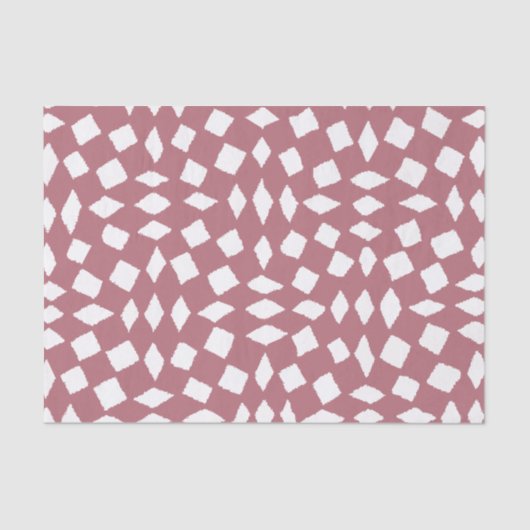 Moderne Abstracte Retro Roos Gold Checker Pattern Tissuepapier (Voorkant)