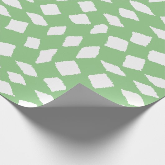 Moderne Abstracte Retro Sage Green Checker Pattern Cadeaupapier (Hoek)