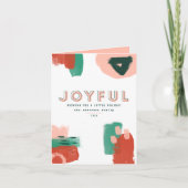 Moderne abstracte rode afbeelding, roze + groene v aankondiging (Voorkant)