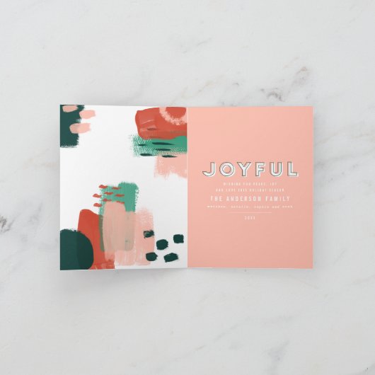 Moderne abstracte rode afbeelding, roze + groene v aankondiging (Binnen)