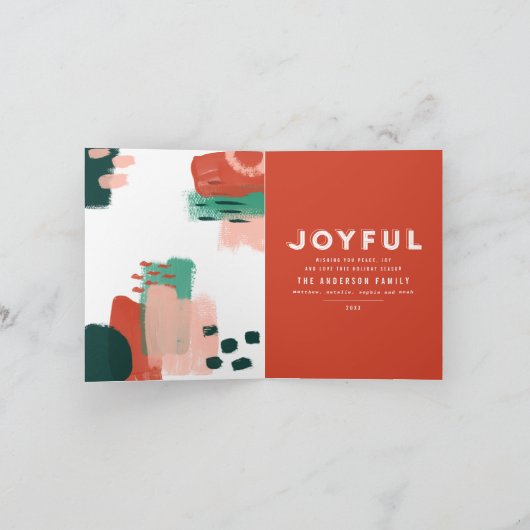 Moderne abstracte rode afbeelding, roze + groene v aankondiging (Binnen)