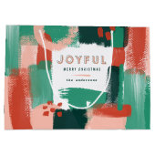 Moderne abstracte rode afbeelding, roze + groene v groot cadeauzakje (Achterkant)