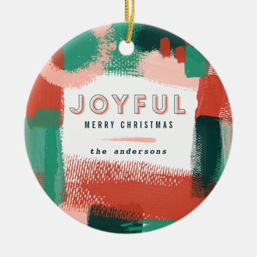 Moderne abstracte rode afbeelding, roze + groene v keramisch ornament (Voorkant)