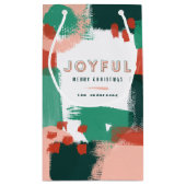 Moderne abstracte rode afbeelding, roze + groene v klein cadeauzakje (Achterkant)