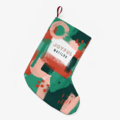 Moderne abstracte rode afbeelding, roze + groene v kleine kerstsok (Voorkant (Hangend))