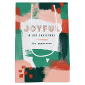 Moderne abstracte rode afbeelding, roze + groene v medium cadeauzakje (Achterkant)