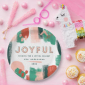 Moderne abstracte rode afbeelding, roze + groene v papieren bordje (Feest)