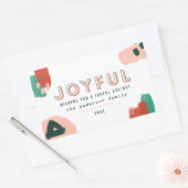 Moderne abstracte rode afbeelding, roze + groene v rechthoekige sticker (Envelop)