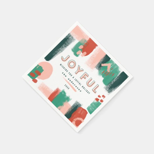 Moderne abstracte rode afbeelding, roze + groene v servet (Hoek)