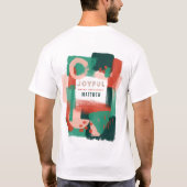 Moderne abstracte rode afbeelding, roze + groene v t-shirt (Achterkant)