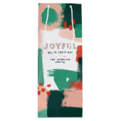 Moderne abstracte rode afbeelding, roze + groene v wijn cadeautas (Achterkant)