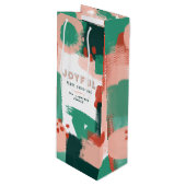 Moderne abstracte rode afbeelding, roze + groene v wijn cadeautas (Voorkant Gekanteld)