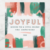 Moderne abstracte rode afbeelding, roze + groene v wijn etiket (Enkel label)