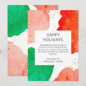 Moderne Abstracte rode en groene bedrijven Feestdagenkaart (Voorkant / Achterkant)