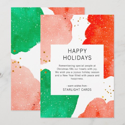 Moderne Abstracte rode en groene bedrijven Feestdagenkaart (Voorkant / Achterkant)