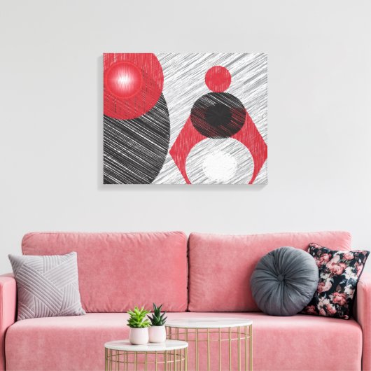 Moderne Abstracte rode en zwarte canvas afdrukken (Insitu (Woonkamer))