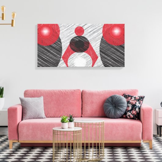 Moderne Abstracte rode en zwarte canvas afdrukken (Insitu (Woonkamer))