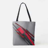 Moderne Abstracte rode en zwarte geometrische Canv Tote Bag (Achterkant)