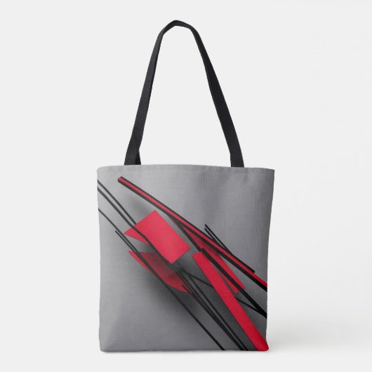 Moderne Abstracte rode en zwarte geometrische Canv Tote Bag (Achterkant)