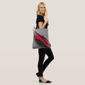 Moderne Abstracte Rode en Zwarte Geometrische Tote Bag (Op model)