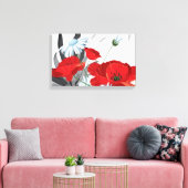 Moderne Abstracte Rode Floral Canvas Afdruk (Insitu (Woonkamer))