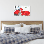 Moderne Abstracte Rode Floral Canvas Afdruk (Insitu (Slaapkamer))